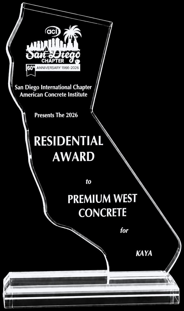 2026 ACI San Diego Chapter Residential Award presented to PW Concrete for KAYA